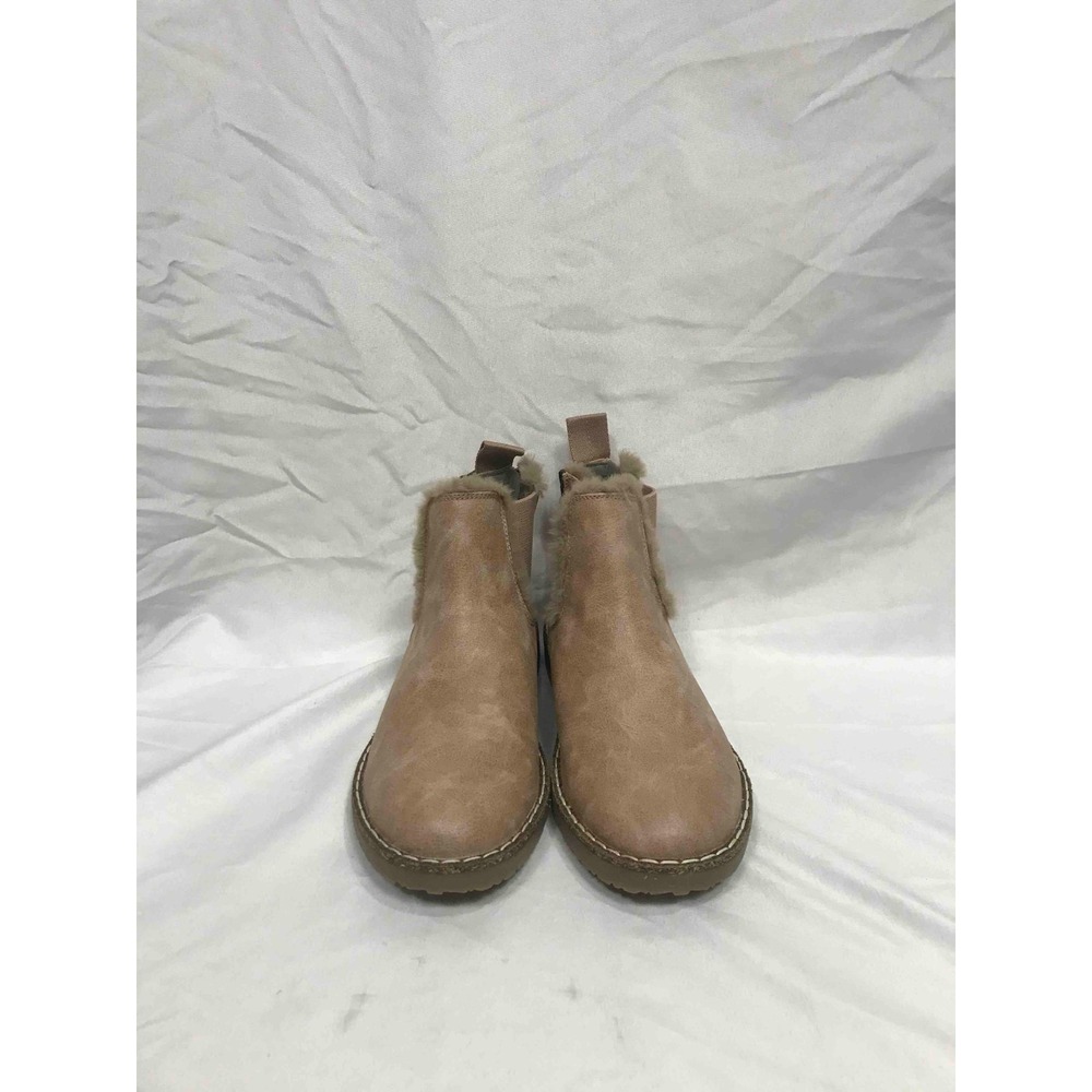 Women's Tan Faux-Shearling Ankle Booties